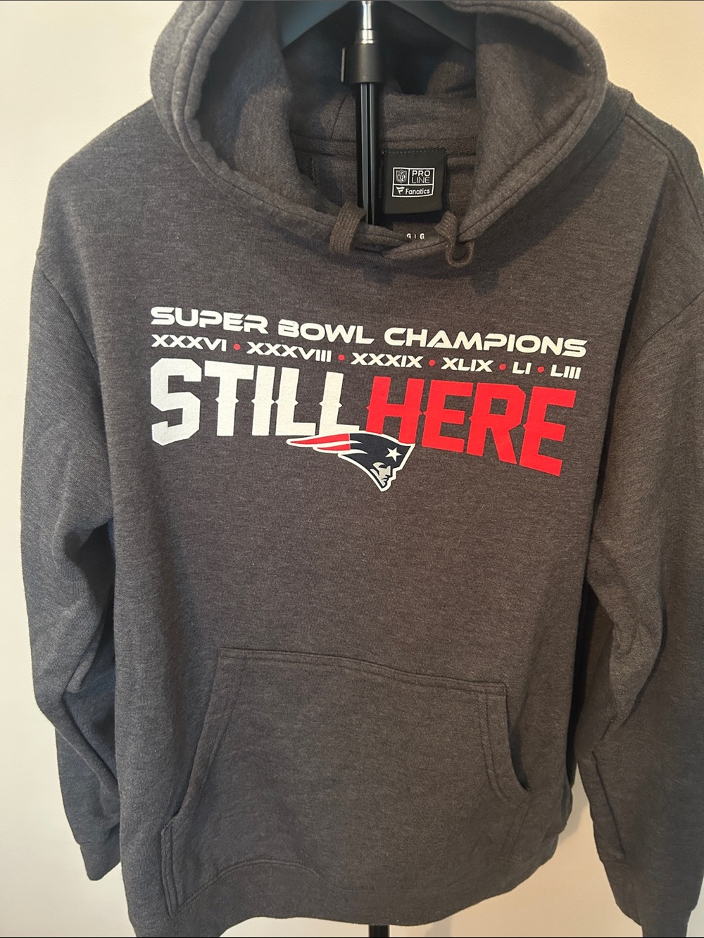 Fanatics NFL Pro Line Hoodie with New England Patriots “STILL HERE” Graphic